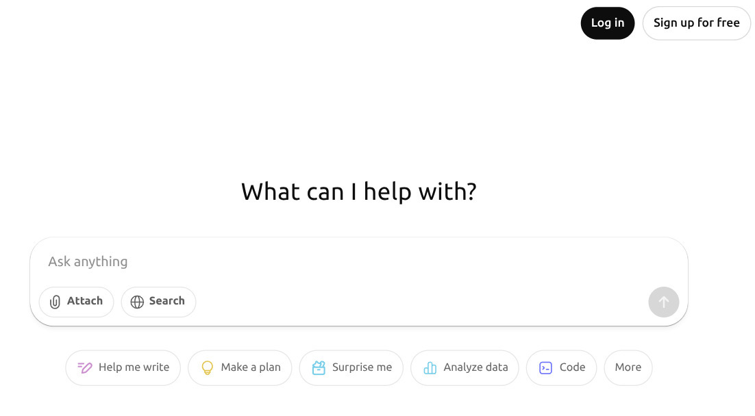 Screenshot of free version of ChatGPT