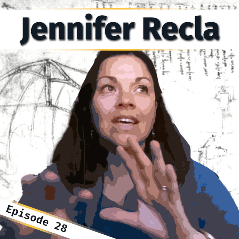 A poster image for Innovation Bound podcast episode 28 with Jennifer Recla