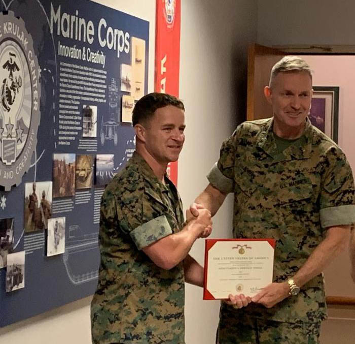 Major Timothy Riemann receives Meritorious Service Medal