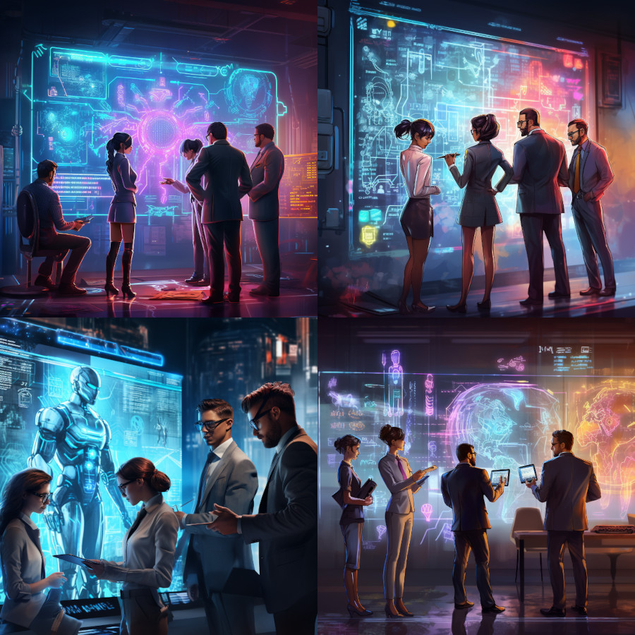 Business cyberpunk image by Midjourney