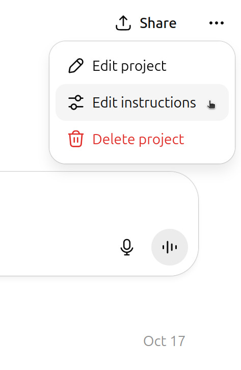 Screenshot ChatGPT Project Instructions