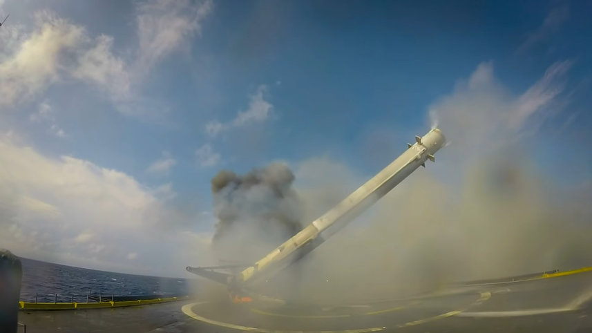 Photo of a SpaceX Falcon 9 Rocket failing to land